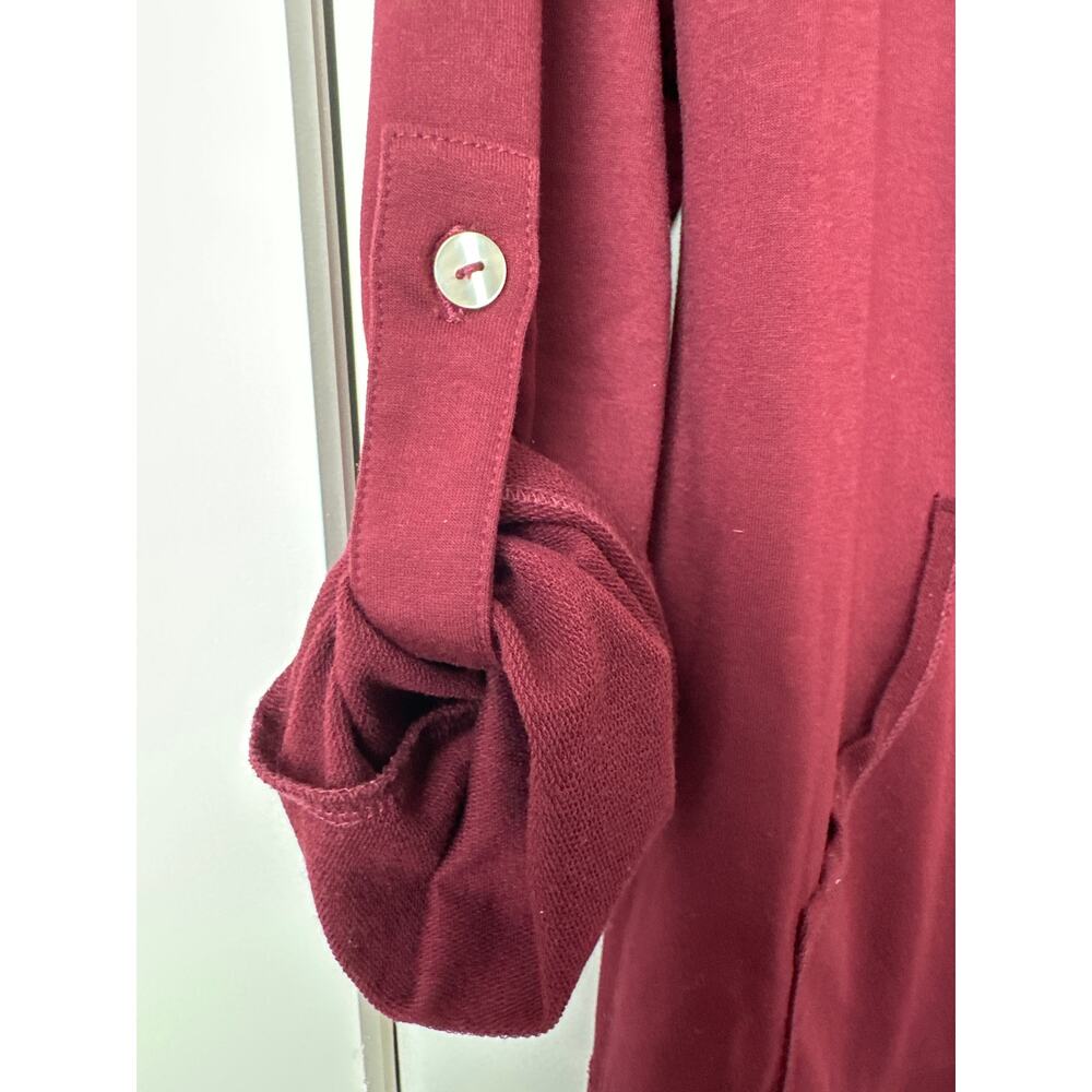 Soft Surroundings Red Burgundy Cowl Neck Tab Sleeves Sweatshirt Women’s Small - Picture 4 of 7